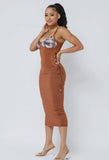 Maybe For You Midi Dress - Browm
