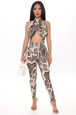 Hot And Fierce Jumpsuit - Brown /Combo