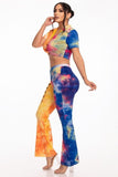 As Easy As Can Be Tie Dye Pant Set -Orange/Blue