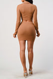 Tell Me More Knitted Skirt Set -Mocha