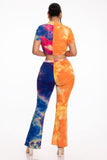 As Easy As Can Be Tie Dye Pant Set -Orange/Blue