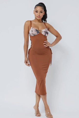 Maybe For You Midi Dress - Browm