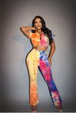 As Easy As Can Be Tie Dye Pant Set -Orange/Blue