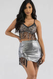 All For Attention  Skirt Set -Silver