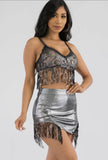 All For Attention  Skirt Set -Silver