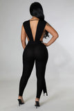 Just Over You Ribbed Jumpsuit - Black