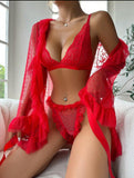Play Time 3 Piece Lingerie Set - Red