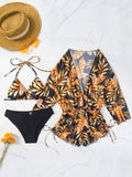 Jaslene 3 Piece Bikini - Orange/ Combo