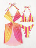 Way Too Sexy Summer 3 Piece Bikini Set - Yellow/Combo