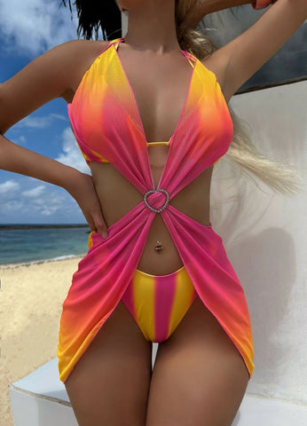 Way Too Sexy Summer 3 Piece Bikini Set - Yellow/Combo