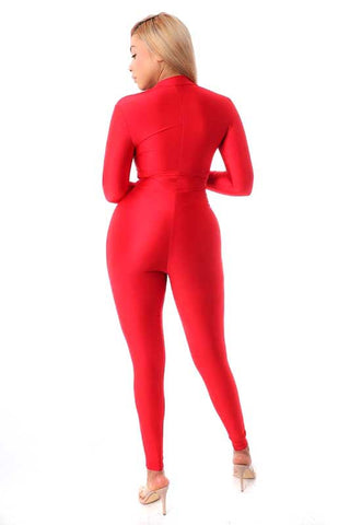 Keep Up With It Jumpsuit - Red