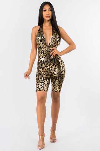You Know What I Want Romper - Gold/Combo