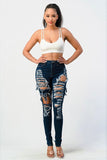Our Favorite High Rise Distressed Jeans - Dark Blue