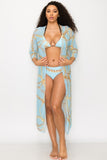 Poolside Goddess 3 Piece Bikini Set - Blue/Combo