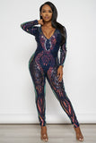 Out To Get You Sequin Jumpsuit - Navy/Combo