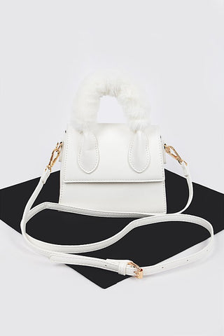 Where To Next Fur Handbag - White