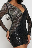Want To Be Seen Sequin Mini Dress - Black