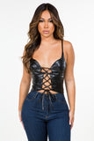 I'm Yours Faux Leather  Crop Top - Black