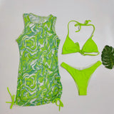 South Beach Gal 3 Piece Bikini - Lime Green