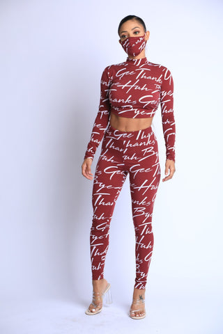 Too Busy For You Pant Set - Burgundy