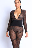Got You Staring Mesh jumpsuit - Brown/Combo