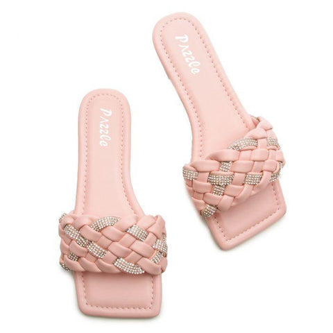 Pink Braided Flat Sandals